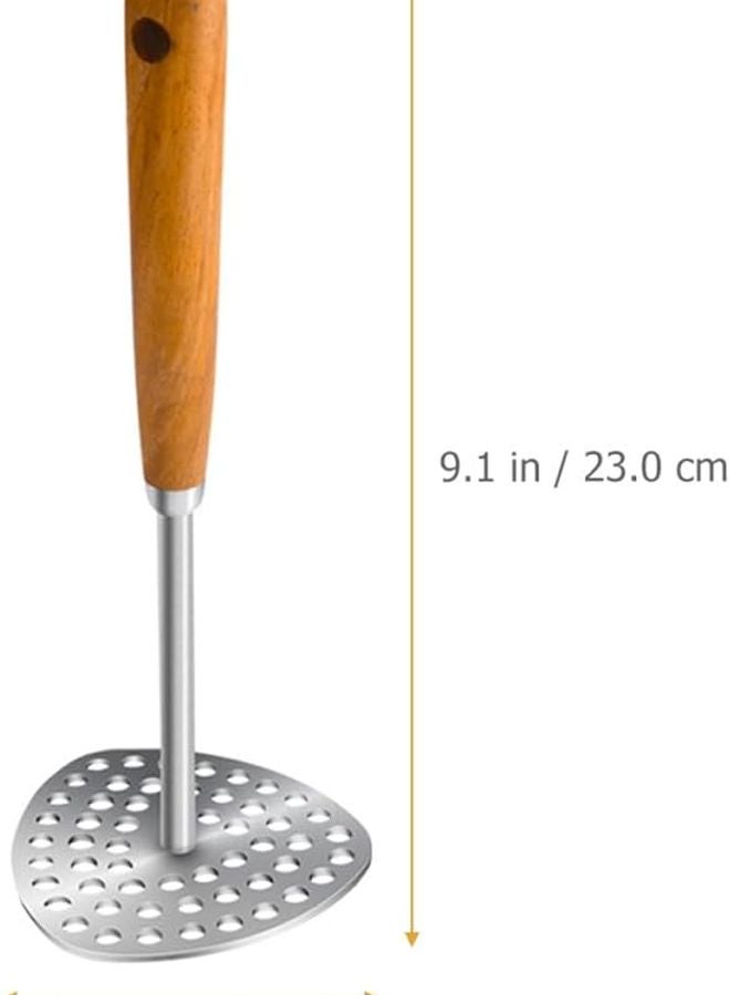 Wooden Handle 304 Stainless Steel Potato Masher Kitchen Tool - Image 2